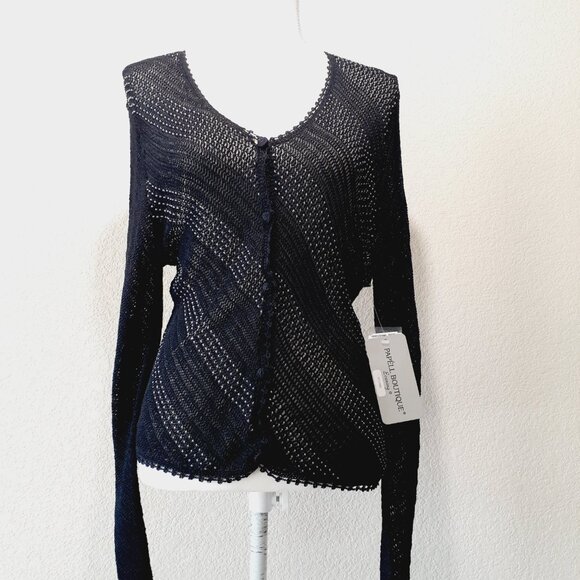 Papell Boutique Crochet Beaded Cardigan NWT - Picture 1 of 16